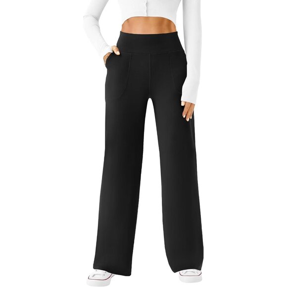 Pants - Womens Wide Leg Yoga Pants Casual Work Dress Pants Lounge Sweatpants High Waist
